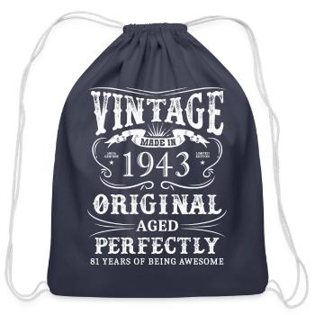 Vintage Made In 1943 81 Years Of Being Awesome - Cotton Drawstring Bag - navy - Front
