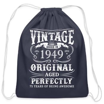 Vintage Made In 1949 75 Years Of Being Awesome - Cotton Drawstring Bag - navy - Front