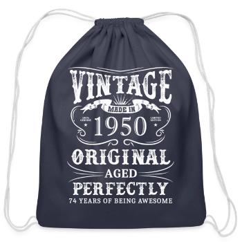 Vintage Made In 1950 74 Years Of Being Awesome - Cotton Drawstring Bag - navy - Front