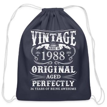 Vintage Made In 1988 36 Years Of Being Awesome - Cotton Drawstring Bag - navy - Front