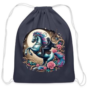 Space Horse design - Cotton Drawstring Bag - navy - Front