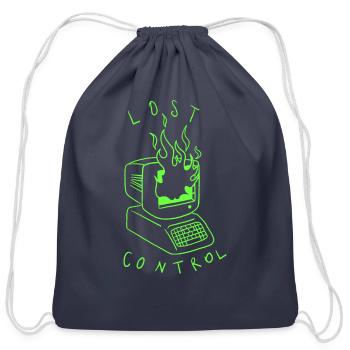 Lost Control: A Retro Computer Inspired Design - Cotton Drawstring Bag - navy - Front