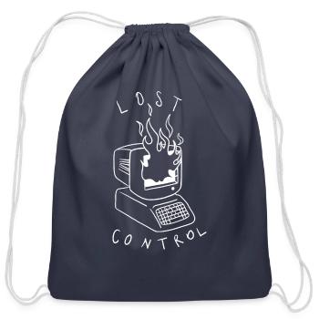 Lost Control: A Retro Computer Inspired Design - Cotton Drawstring Bag - navy - Front
