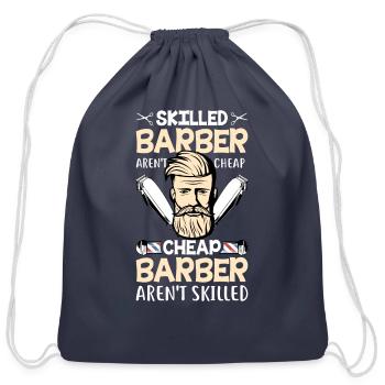Barber With Skills - Cotton Drawstring Bag - navy - Front