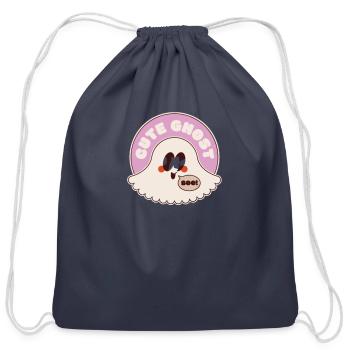 Cute ghost - Cotton Drawstring Bag - navy - Front
