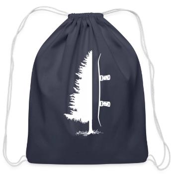 Snowboard Pine Tree - Cotton Drawstring Bag - navy - Front