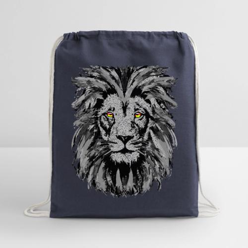 Artistic Lion Head Portrait Drawing - Gray Lion - Cotton Drawstring Bag