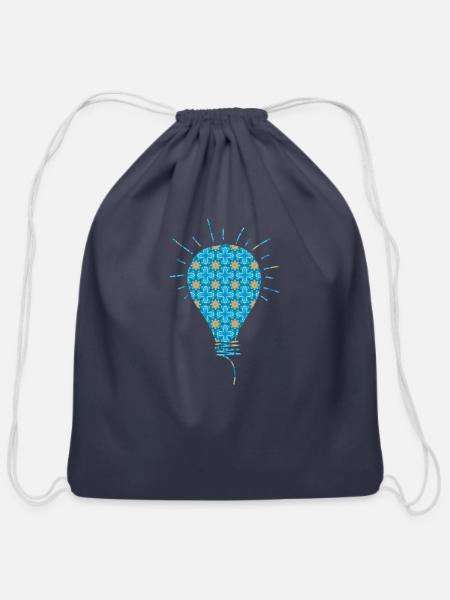 Patterned Lamp - Cotton Drawstring Bag - navy