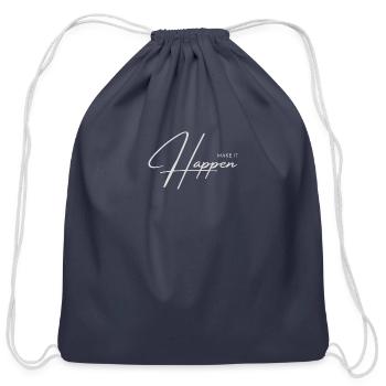 Black Handwriting Motive - Cotton Drawstring Bag - navy - Front