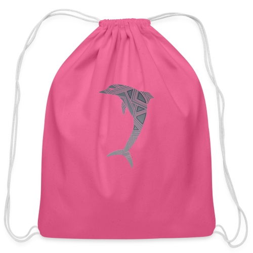 dolphin art deco - Cotton Drawstring Bag