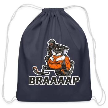 Braaaap Sled Extreme Adventure Snowmobiling - Cotton Drawstring Bag - navy - Front