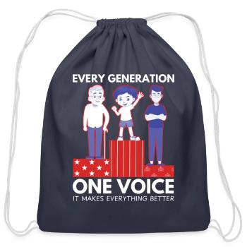 Every generation one voice US election design - Cotton Drawstring Bag - navy - Front