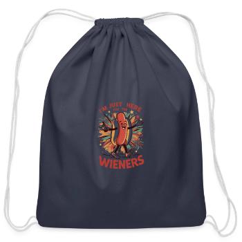 I'm Just Here For The Wieners 4th of July Hot Dog - Cotton Drawstring Bag - navy - Front