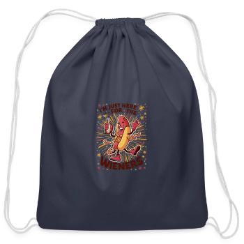 I'm Just Here For The Wieners 4th of July Hot Dog - Cotton Drawstring Bag - navy - Front