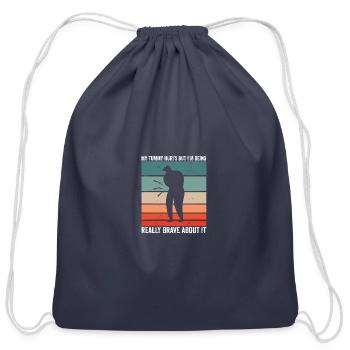 Funny Tummy Ache Survivor My Tummy Hurts Celiac - Cotton Drawstring Bag - navy - Front