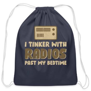 I Tinker With Radios Past My Bedtime - Cotton Drawstring Bag - navy - Front