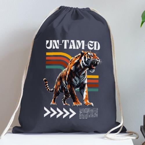 Unleash Your Wild Side: Fierce Tiger Print Design - Cotton Drawstring Bag