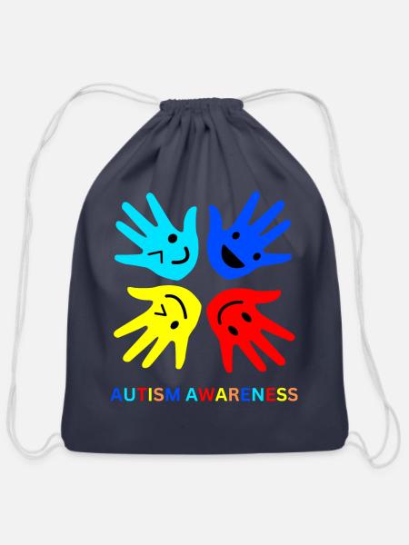 AUTISM AWARENESS - Cotton Drawstring Bag - navy