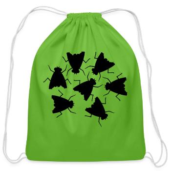 house fly group team - Cotton Drawstring Bag - clover - Front