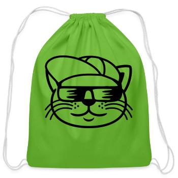 Cool sunglasses cat face - Cotton Drawstring Bag - clover - Front