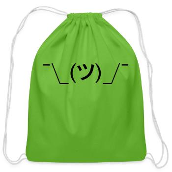 Shrug Emoji - Cotton Drawstring Bag - clover - Front