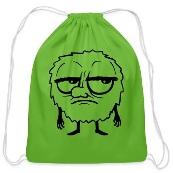 cartoon monster eyes roll - Cotton Drawstring Bag - clover - Front