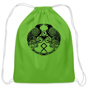Odin's Ravens - Cotton Drawstring Bag - clover - Front