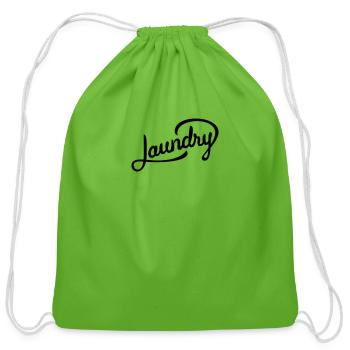 Laundry in black font - Cotton Drawstring Bag - clover - Front