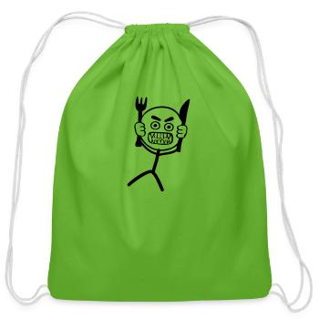 Hangry Stickman - Cotton Drawstring Bag - clover - Front