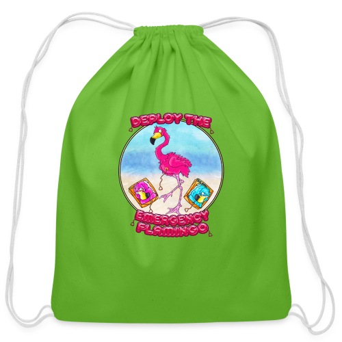 Emergency Flamingo - Cotton Drawstring Bag