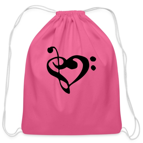 musical note with heart - Cotton Drawstring Bag