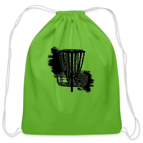 Disc Golf Basket Paint Black Print - Cotton Drawstring Bag
