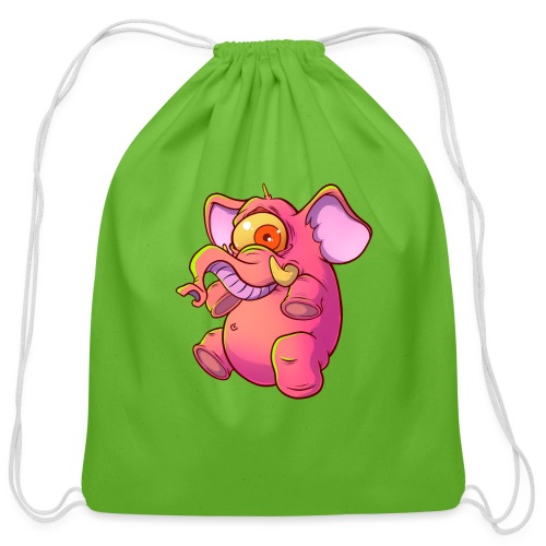 Pink elephant cyclops - Cotton Drawstring Bag