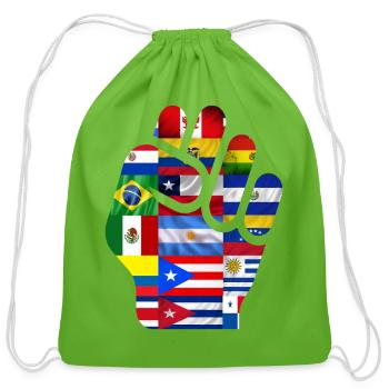 Latin American Flags Hispanic Heritage - Cotton Drawstring Bag - clover - Front