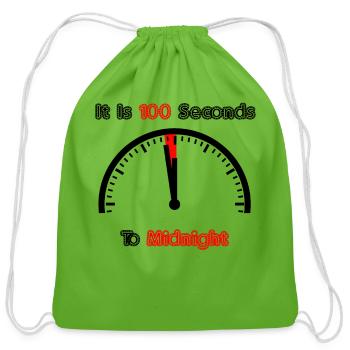 It is 100 SecondsTo Midnight - Cotton Drawstring Bag - clover - Front
