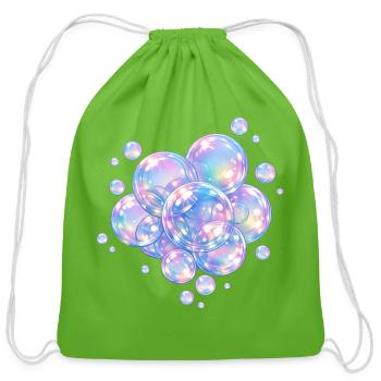Iridescent Bubble Dream - Cotton Drawstring Bag - clover - Front