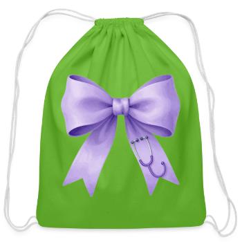 Lavender Bow Stethoscope - Cotton Drawstring Bag - clover - Front