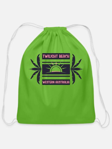 Twilight Beach - Cotton Drawstring Bag - clover
