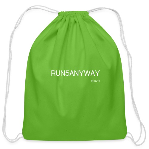 run/bike/walk 5, white font - Cotton Drawstring Bag