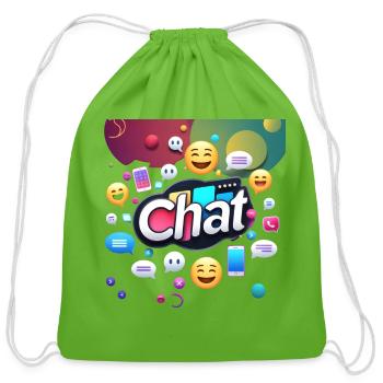 Dynamic 'Chat' Logo with Communication Icons" - Cotton Drawstring Bag - clover - Front