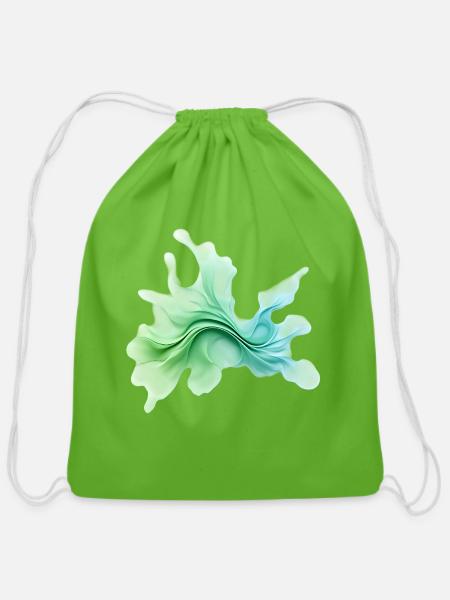 Green Blue Watercolor Swirl - Cotton Drawstring Bag - clover