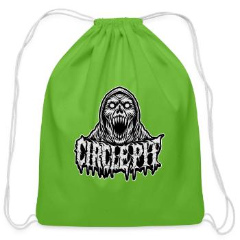 Circle Pit Skull with Haunting Text - Cotton Drawstring Bag - clover - Front