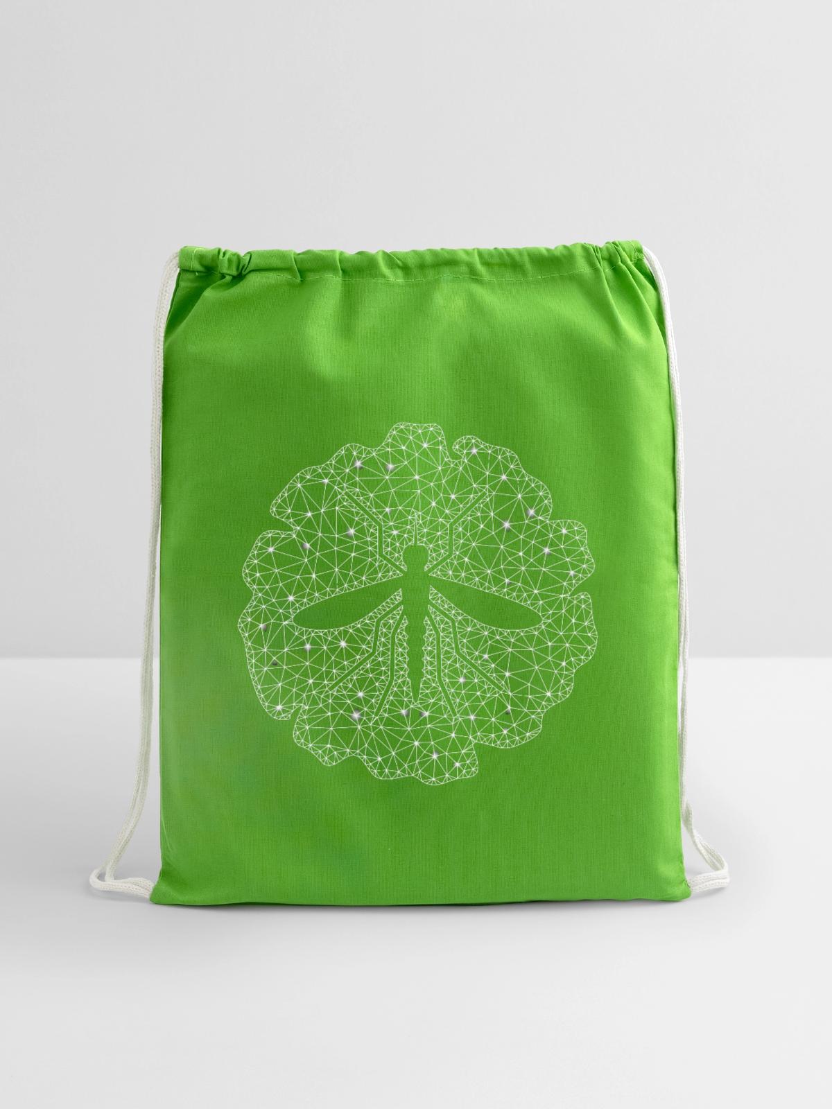 Geometric Mosquito Mesh Circle - Cotton Drawstring Bag - clover - Front