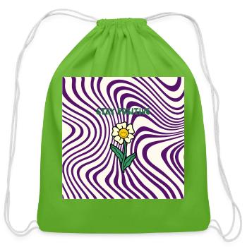 Stay Positive Daisy on Psychedelic Waves - Cotton Drawstring Bag - clover - Front