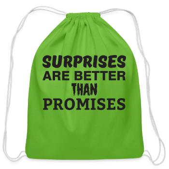 Surprises are better than promises - Cotton Drawstring Bag - clover - Front