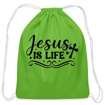 Jesus Is Life - Cotton Drawstring Bag - clover - Front