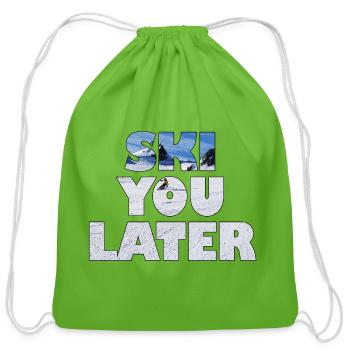 Ski You Later - Funny Skiing Winter Sports Gift  - Cotton Drawstring Bag - clover - Front