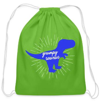 Grumpysaurus Funny Blue T-Rex Dinosaur - Cotton Drawstring Bag - clover - Front