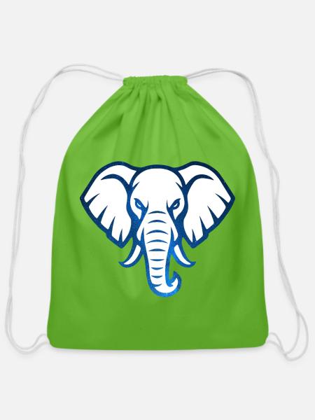 Galaxy Blue Elephant Head – Minimalist elephant. - Cotton Drawstring Bag - clover