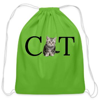 Cat _ cat lover _ funny cat - Cotton Drawstring Bag - clover - Front